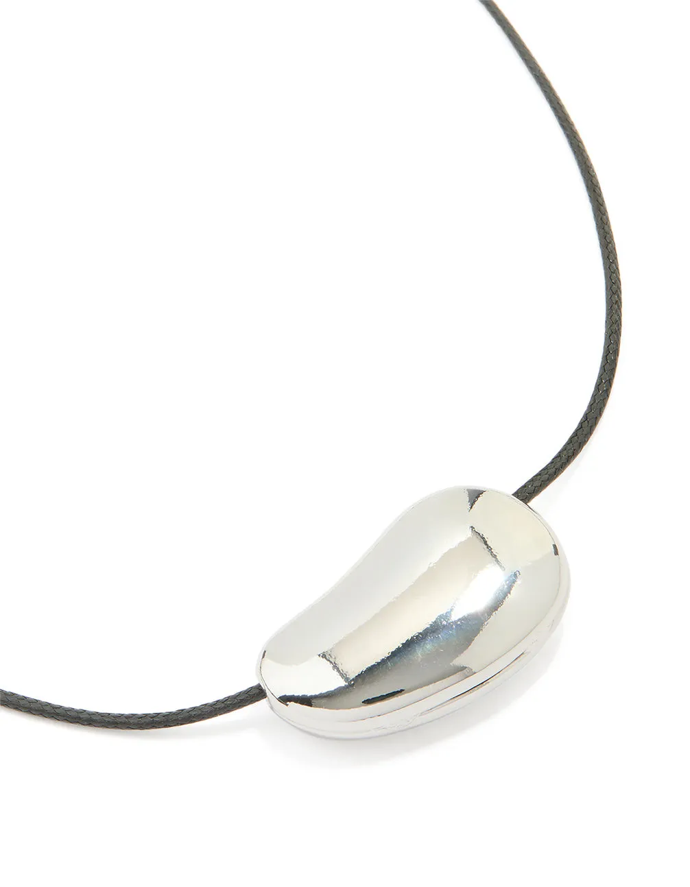Lively Look Vintage Mood Silver Pebble Cord Medium Pendant Necklace