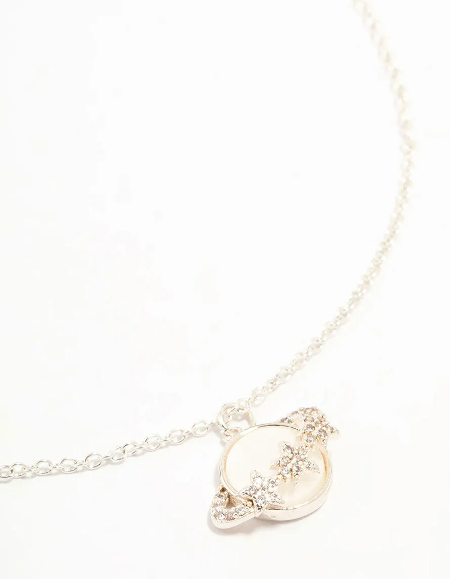 Silver Planet Necklace Modern Scene