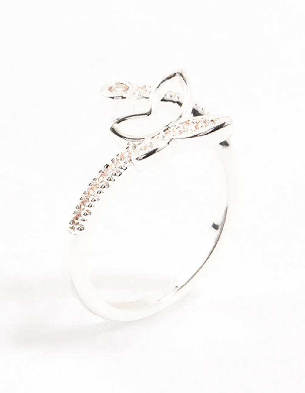 Silver Plated Butterfly Cubic Zirconia Wrapped Ring Amazing Style Chic Accessory