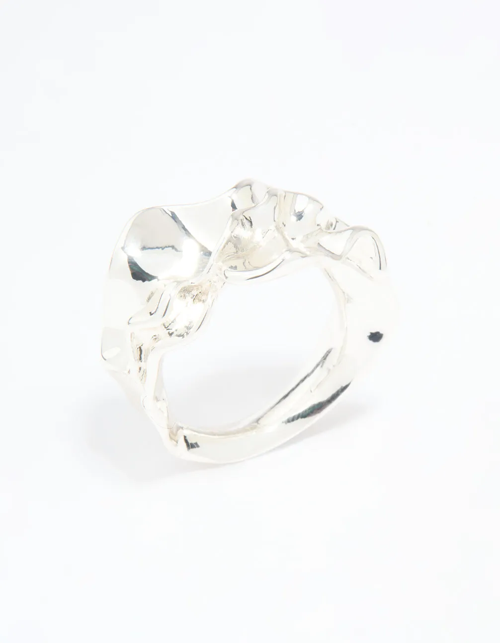 Luxury Look Silver Plated Molten Band Ring