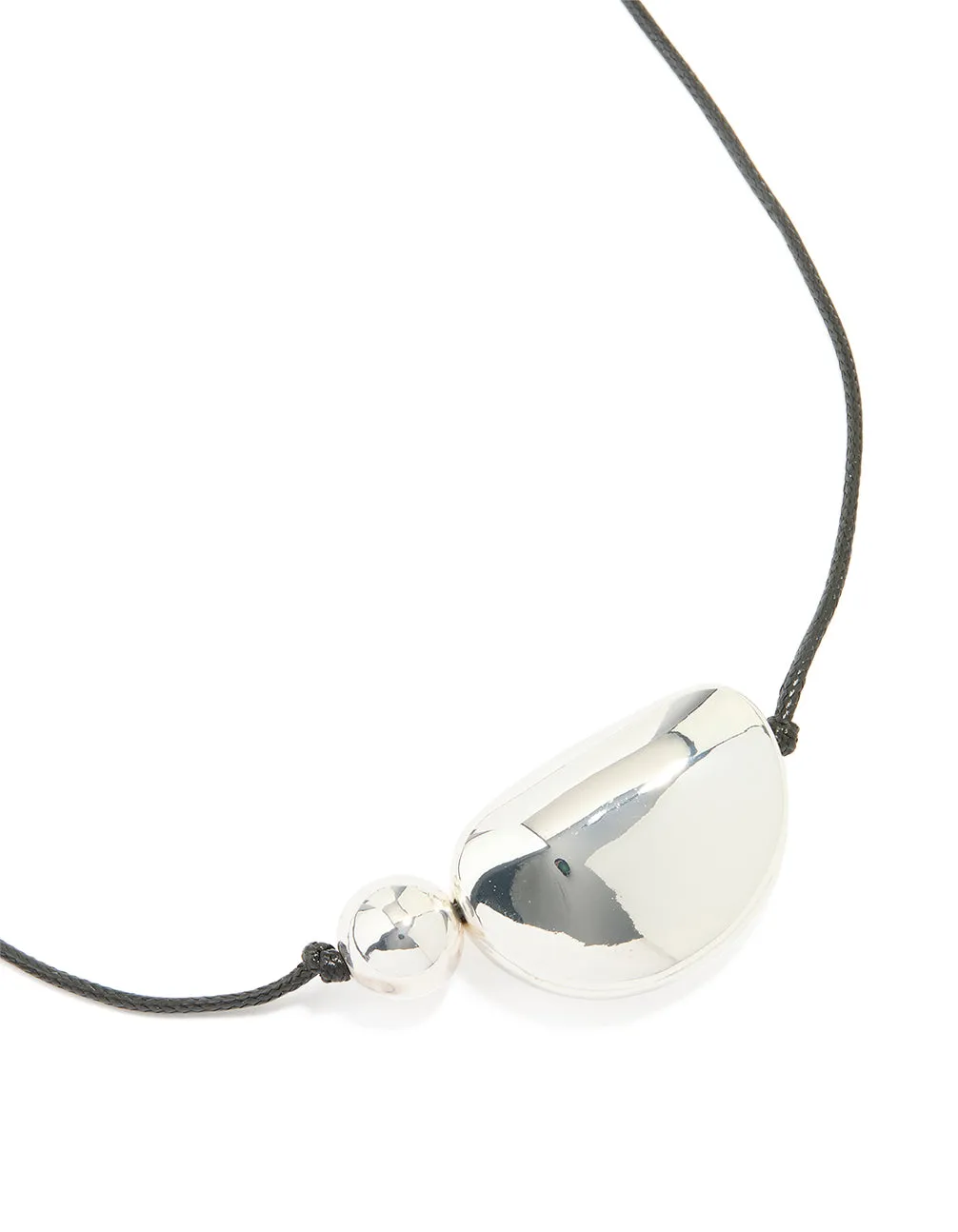 Silver Plated Pebble Cord Large Pendant Necklace Lightweight Choice