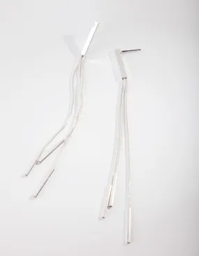 Silver Snake Chain Bar Drop Earrings decorative item