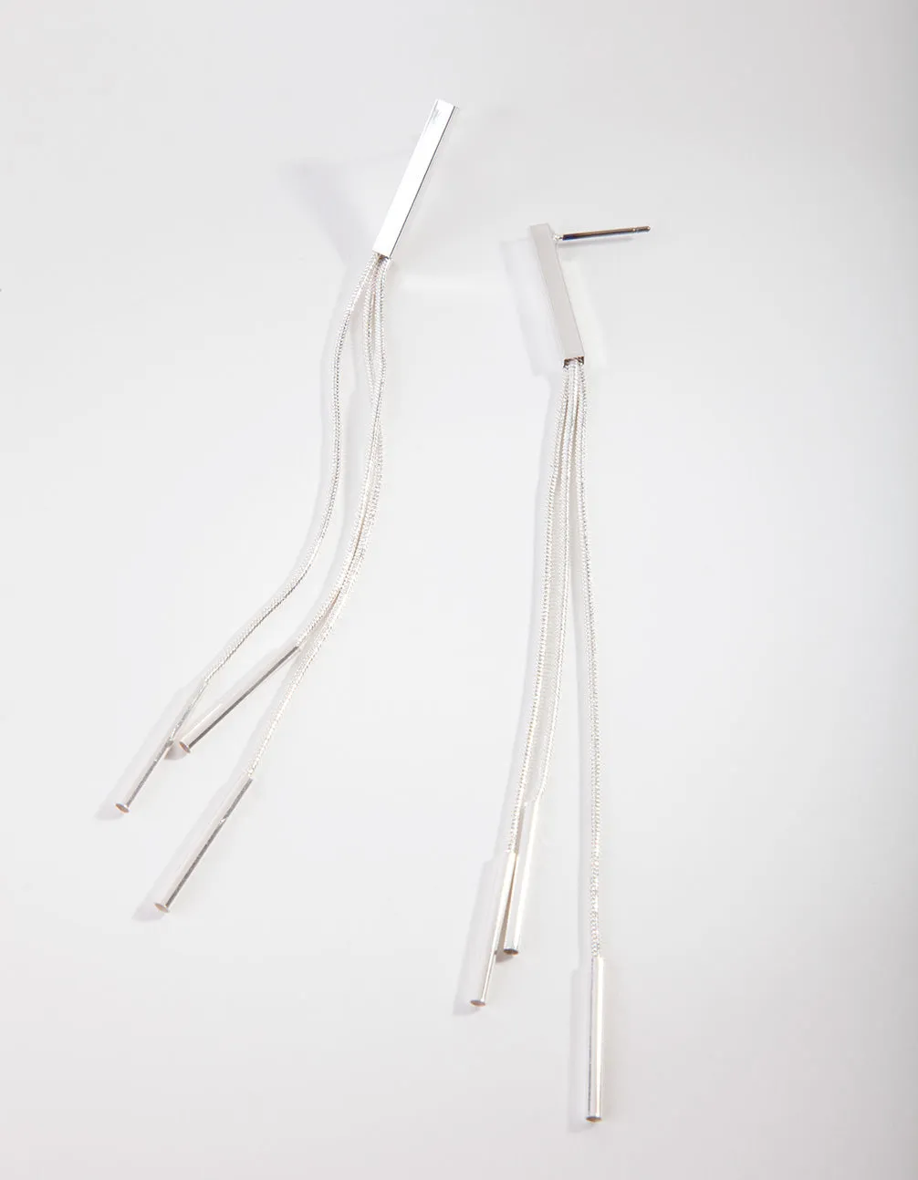 Silver Snake Chain Bar Drop Earrings decorative item