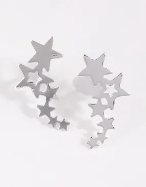 Magnificent Piece Silver Star Crawler Earrings