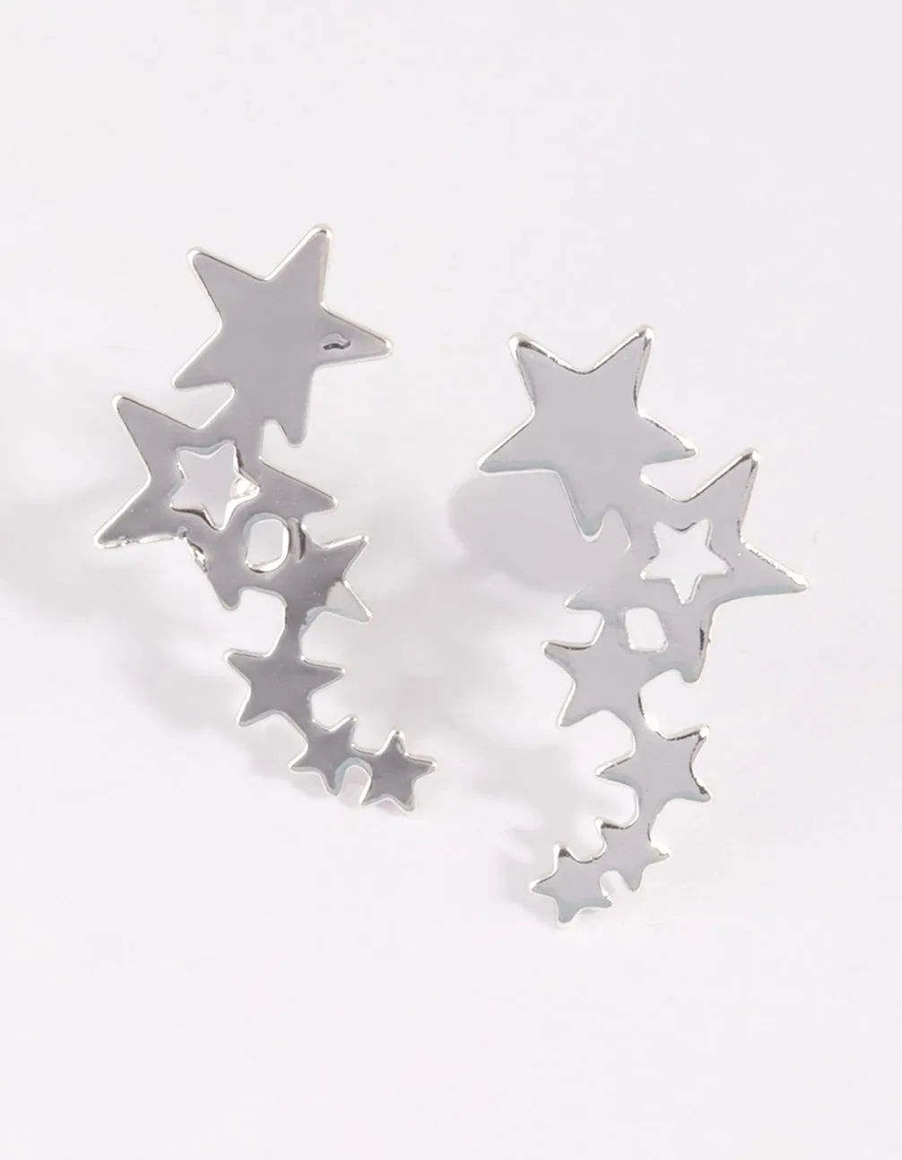 Magnificent Piece Silver Star Crawler Earrings