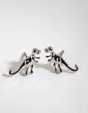 Simple Item Silver T-Rex Stud Earrings