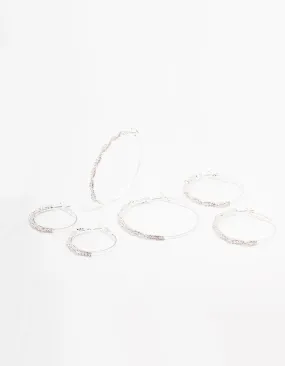 Silver Twisted Hoop Earring 3-Pack Secure Embellishment