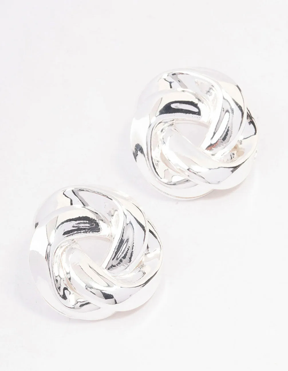 Silver Twisted Rope Circle Stud Earrings Sparkling Accent Creative Adornment