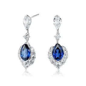 "ENDLESS BLUE" 7.26 Ctw. Pear Shaped Sapphire Earrings High-Quality Element Curved Trinket