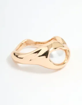 Bold Mood Gold Pearl Molten Circle Ring
