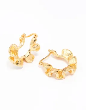Matte Trinket Gold Plated Frill Edge Hoop Earrings