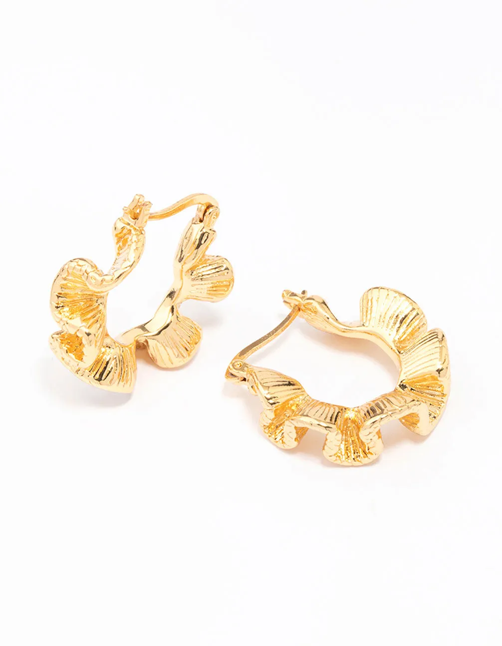 Sophisticated Adornment Gold Plated Frill Edge Hoop Earrings