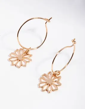 Gold Dainty Flower Hoop Earrings Premium Appearance