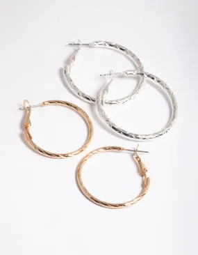 Winter Adornment Simple Twist Hoop Earrings Pack