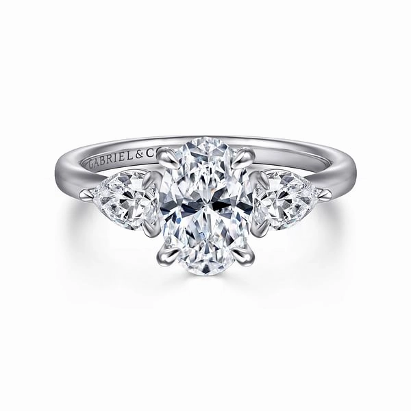 14kw 3 Stone Semi-Mount Sleek Glamour Radiant Texture