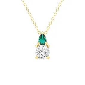 Gift Highlight Date night Toi Et Moi Emerald and Cushion Cut Lab Grown Diamond Pendant Necklace