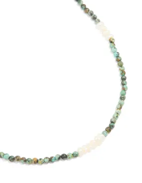 Gold Plated Freshwater Pearl & Aqua Semi Precious Stone Beaded Fine Necklace Everyday Wear Petite Style