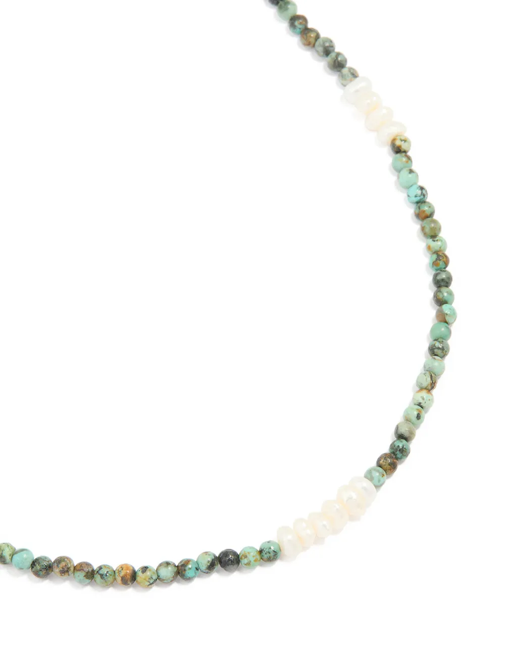Gold Plated Freshwater Pearl & Aqua Semi Precious Stone Beaded Fine Necklace Everyday Wear Petite Style