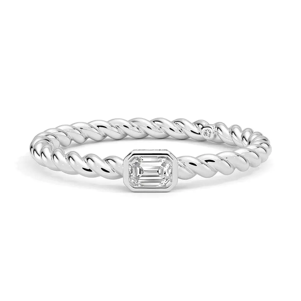 Emerald Cut Lab Grown Diamond Rope Promise Ring Customer Favorite Custom Memento