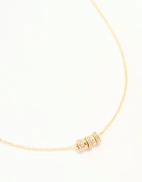 Formal Present Gold Plated Cubic Zirconia Rondell Necklace