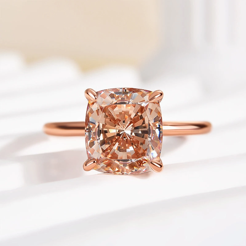 urban vibe Stylish Look Louily Elegant 3.0 Carat Cushion Cut Champagne Engagement Ring for Women In Sterling Silver