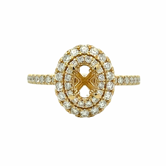 DIAMOND OVAL DOUBLE HALO SEMI MOUNT Bold Touch Sunset Look