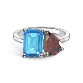 Toi et Moi Personalized Blue Topaz Birthstone Anniversary Ring Meaningful Product Delicate Work