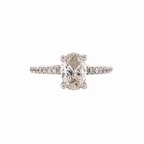 14 Karat White Gold Straight Engagement Ring (1.16cttw) Color Accent Minimal Style