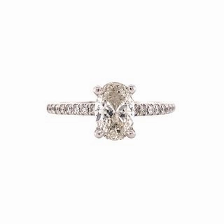 14 Karat White Gold Straight Engagement Ring (1.16cttw) Color Accent Minimal Style