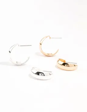 Mixed Metals Holographic Hoop Earrings 2-Pack Modern Product Elegant Essential