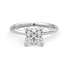 Solitaire Princess Cut Moissanite Engagement Ring with Hidden Anniversary Stone Sentimental Expression exquisite design