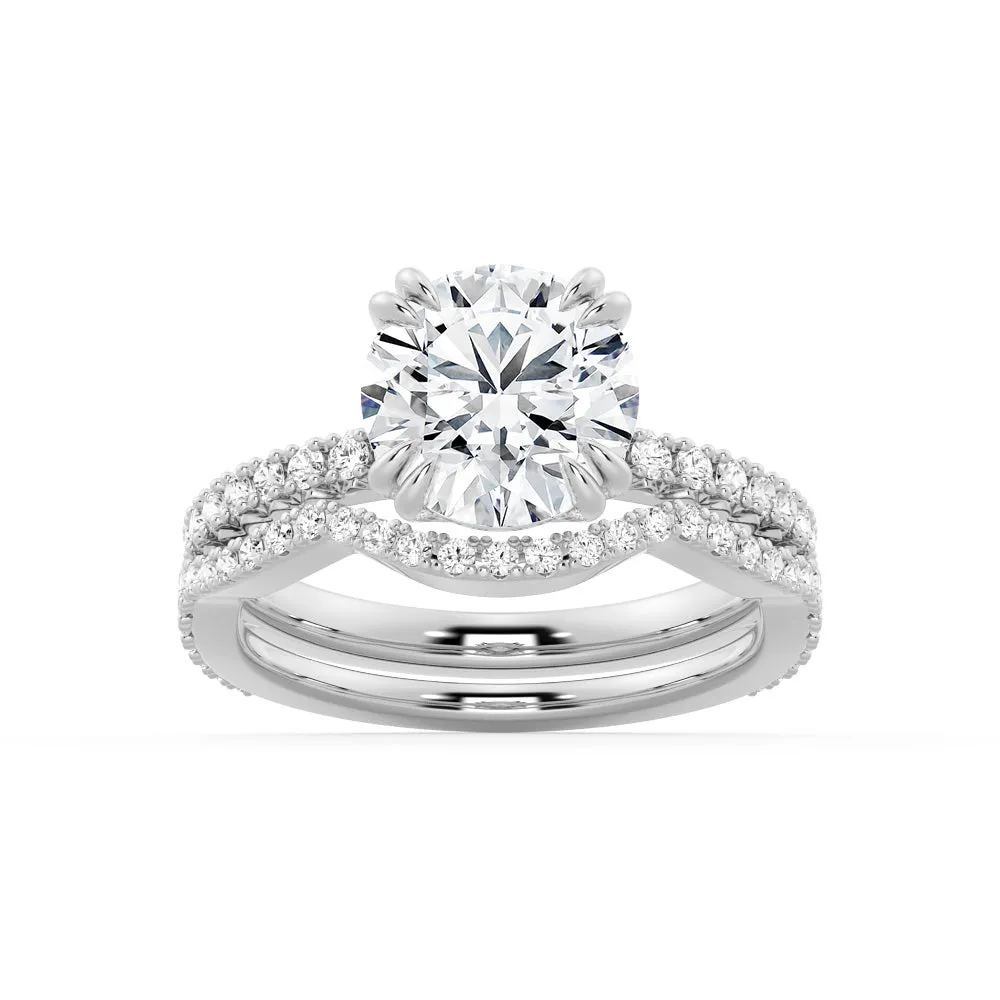 Solitaire Round Cut Engagement Ring Set With Matching Wedding Band Sturdy Accessory Stylish Complement
