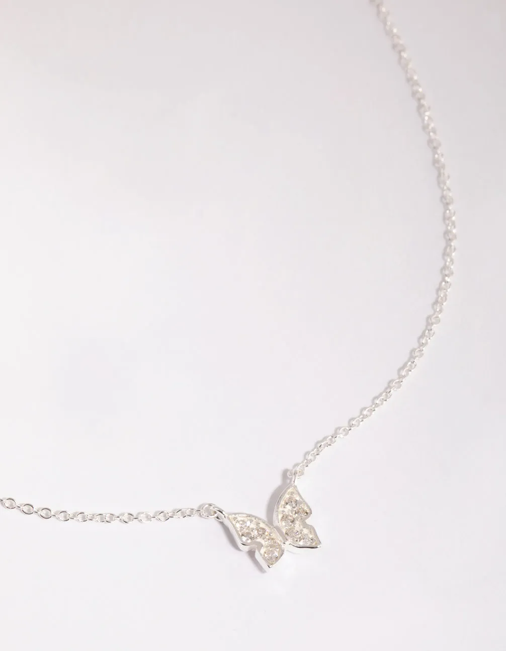 Sterling Silver Pave Butterfly Necklace Gift Idea Eternal Adornment