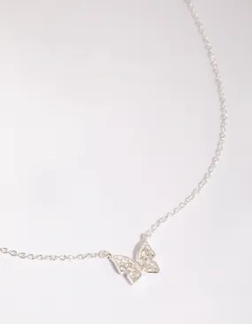 Sterling Silver Pave Butterfly Necklace Gift Idea Eternal Adornment