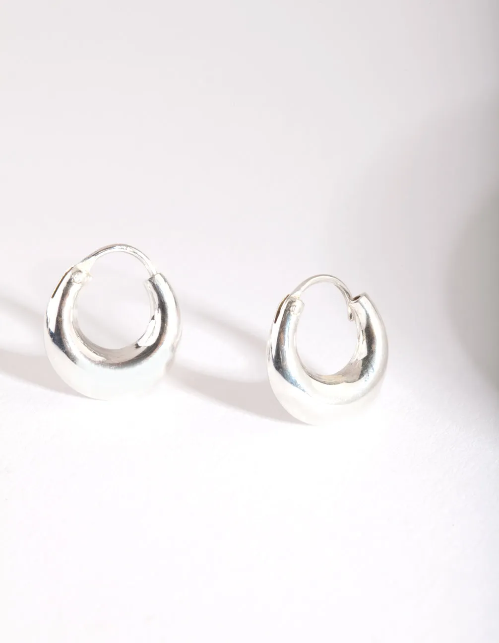 Silver Mini Chubby Huggie Earrings Safe Feature