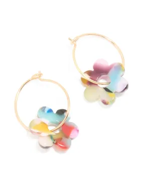Casual Embellishment Comfortable Vibe Gold Marble Acrylic Flower Rondell Earrings