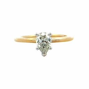Luxe Essentials Shine On 14K Yellow/White Gold Solitaire Pear Diamond Ring - 0.70ct