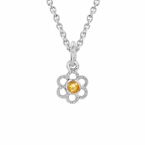 Brilliant Sparkle Sterling Silver Citrine Flower Child Necklace