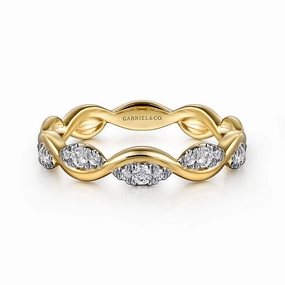 Radiant Touch 14K Yellow Gold Diamond Twisted Stackable Ring