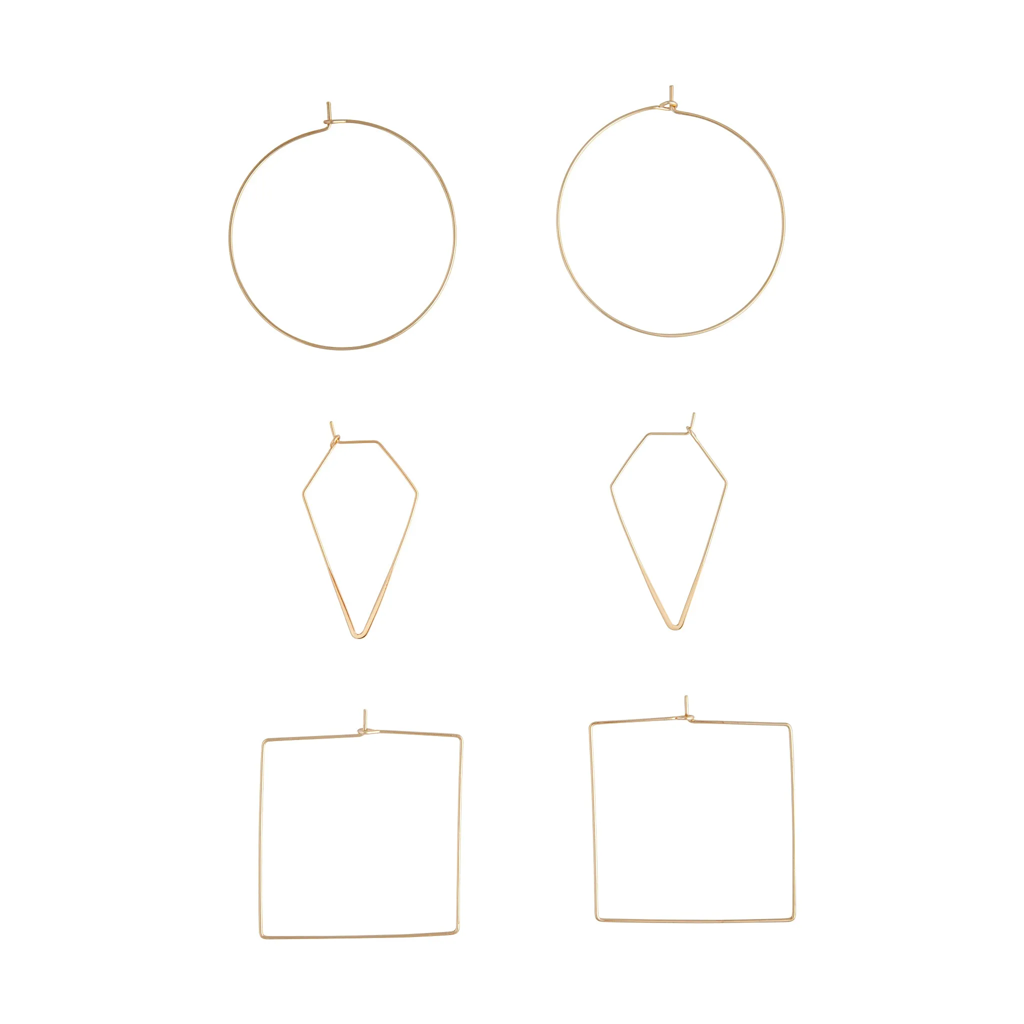 Gold Geometric Fine Hoop Earring Pack Vintage Ornament Luxurious Item