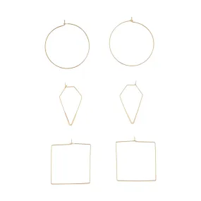 Gold Geometric Fine Hoop Earring Pack Vintage Ornament Luxurious Item