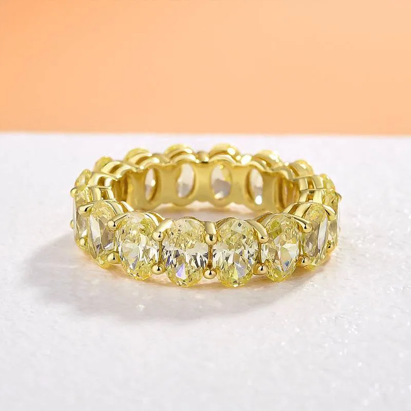 Custom Design Pieces Sophisticated Jewelry Louily Gorgeous Yellow Gold Oval Cut Yellow Sapphire Wedding Band For Women In Sterling Silver