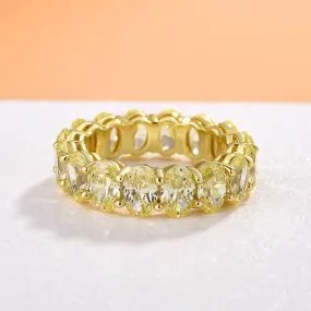 Fashion pieces Louily Gorgeous Yellow Gold Oval Cut Yellow Sapphire Wedding Band For Women In Sterling Silver