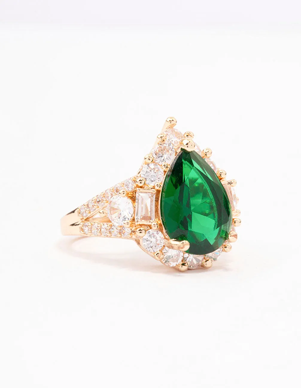Green Grand Pear Cocktail Ring Eternal Style Exclusive Design