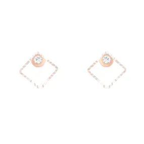 Rose Gold Geometric Square Diamante Stud Earrings Bohemian Ornament