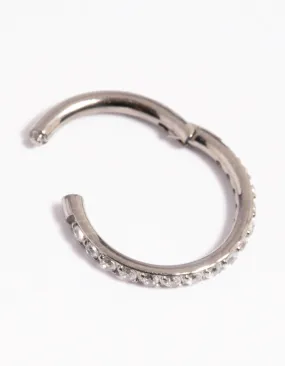 Lovely Jewelry Chic Decoration Titanium Cubic Zirconia Pave Clicker Ring