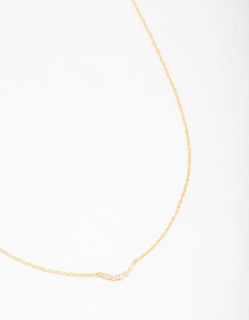 Gold Plated Sterling Silver Curved Cubic Zirconia Pendant Necklace Marvelous Style