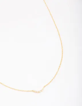 Gold Plated Sterling Silver Curved Cubic Zirconia Pendant Necklace Exclusive Appeal
