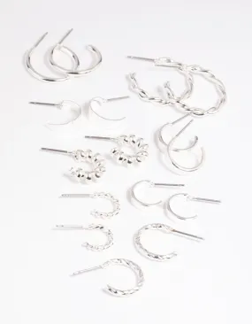 Silver Twisted Hoop Earring 8-Pack Timeless Decoration Contemporary Option