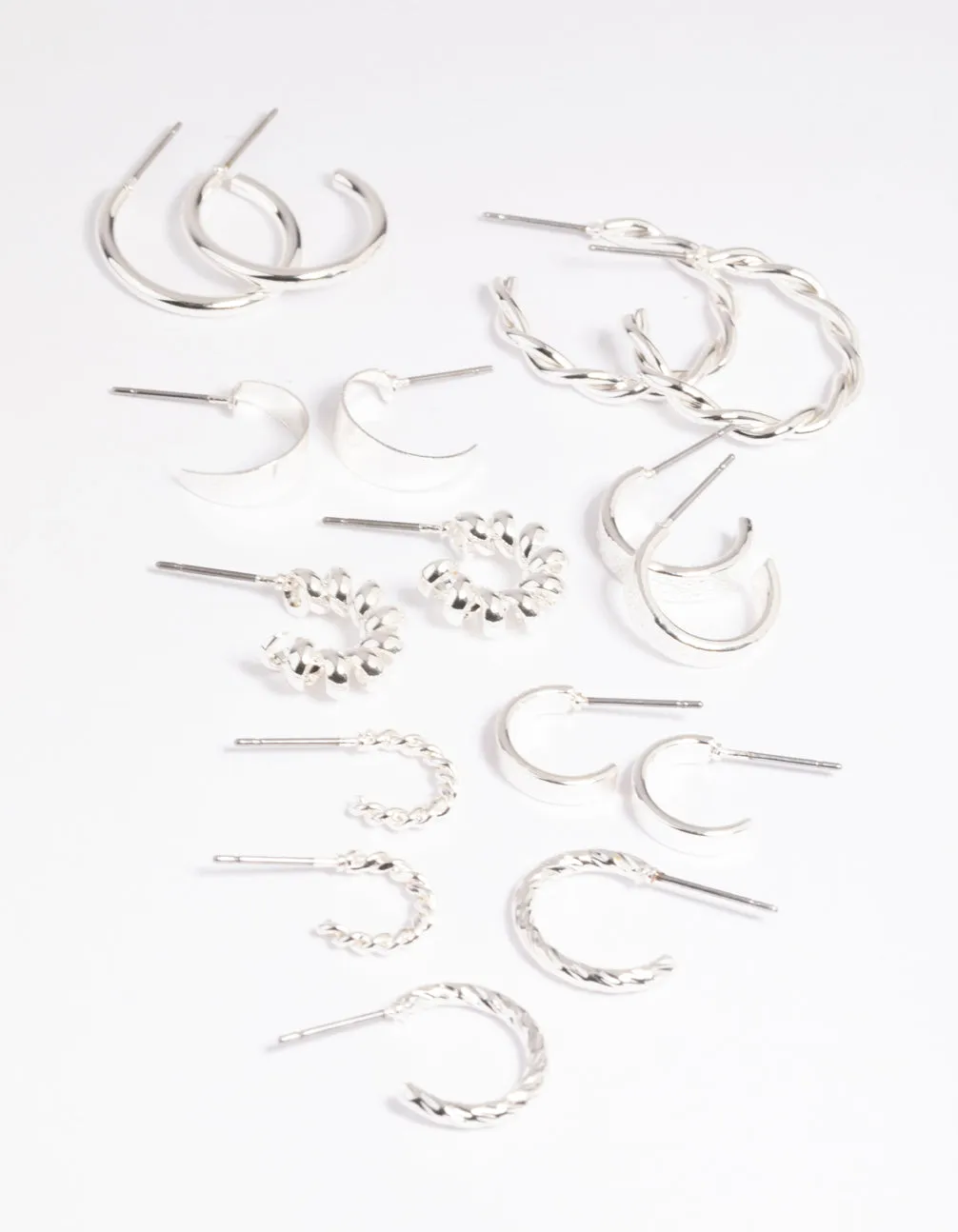 Silver Twisted Hoop Earring 8-Pack Timeless Decoration Contemporary Option